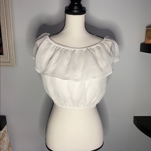 Tops - White Cropped Fringed Shirt